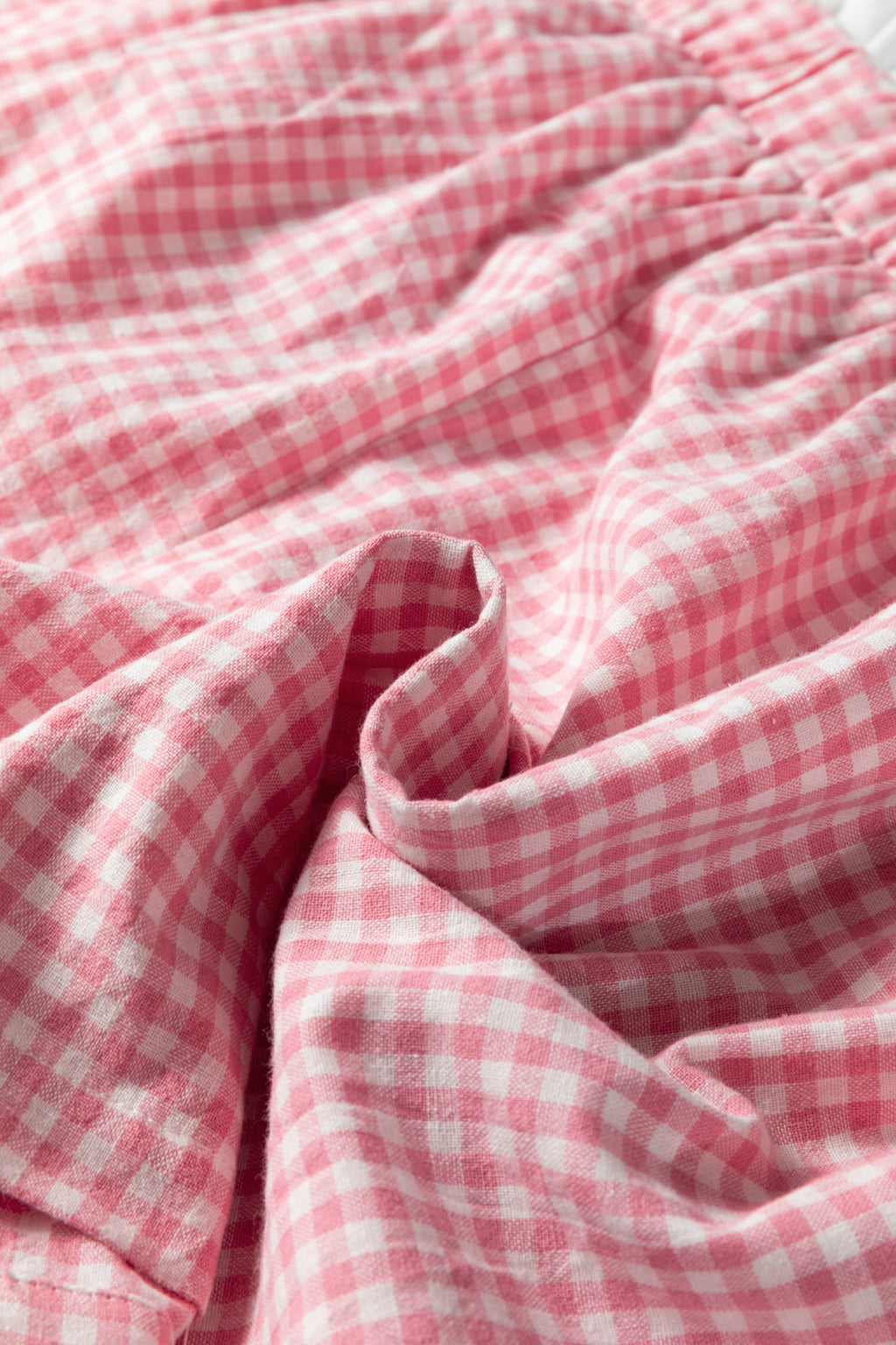 Pink Contrast Trim Plaid Print Plus Size Shorts