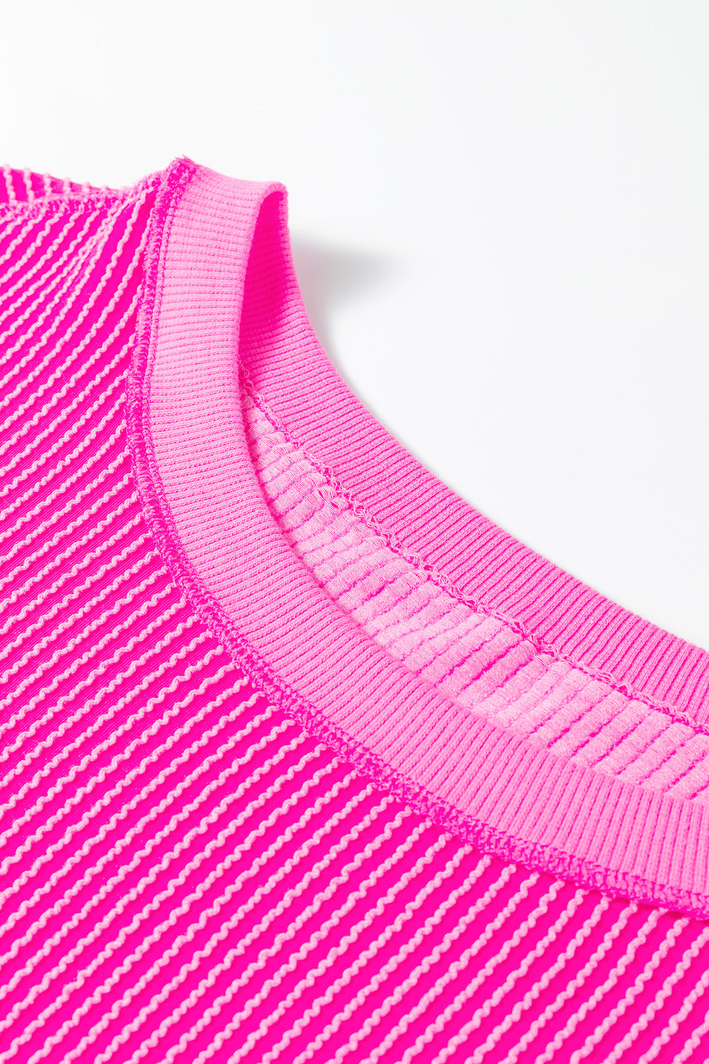 Rose Red Drop Shoulder Uneven Hem Plus Size Twisted Rib Top