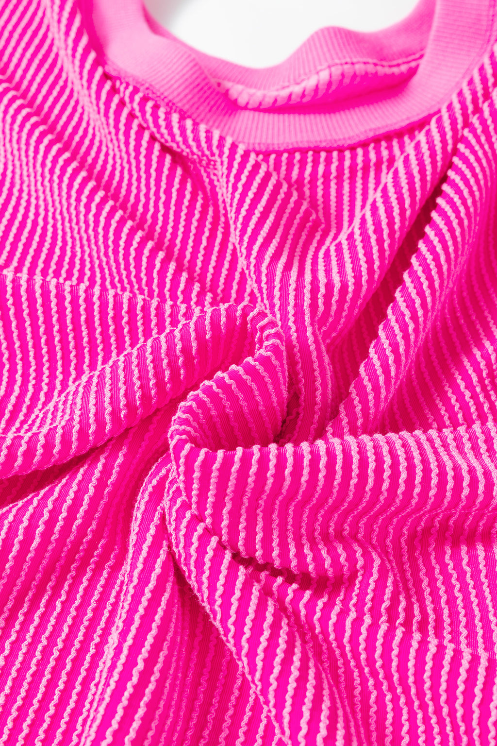 Rose Red Drop Shoulder Uneven Hem Plus Size Twisted Rib Top