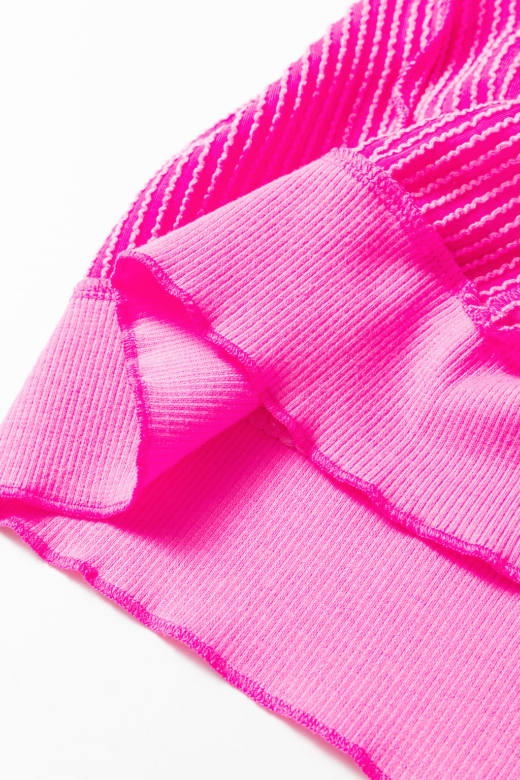 Rose Red Drop Shoulder Uneven Hem Plus Size Twisted Rib Top