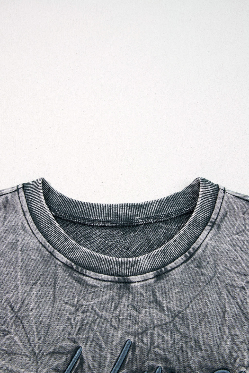 High-rise saved by grace Letter Embroidery Mineral Wash Loose Sweatshirt